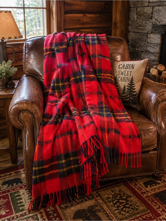Faribo Other - Vintage Faribault Faribo Woolen Mill Red Tartan Plaid Wool Blanket Throw 55”X62”